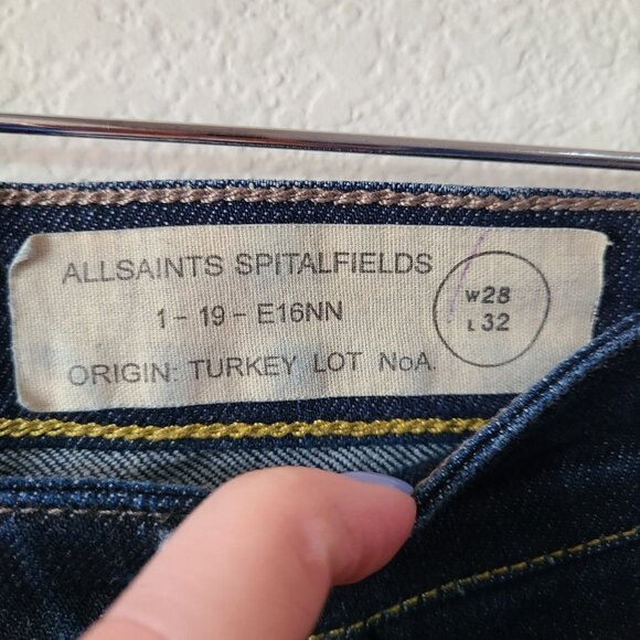 All Saints Spitalfields US Women's Size 28 Dark Wash Skinny Jeans Mid Rise - Picture 4 of 11
